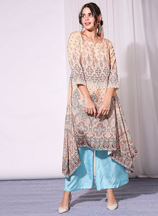 Soup By Sougat Paul-Coral Printed Tunic With Pant-INDIASPOPUP.COM