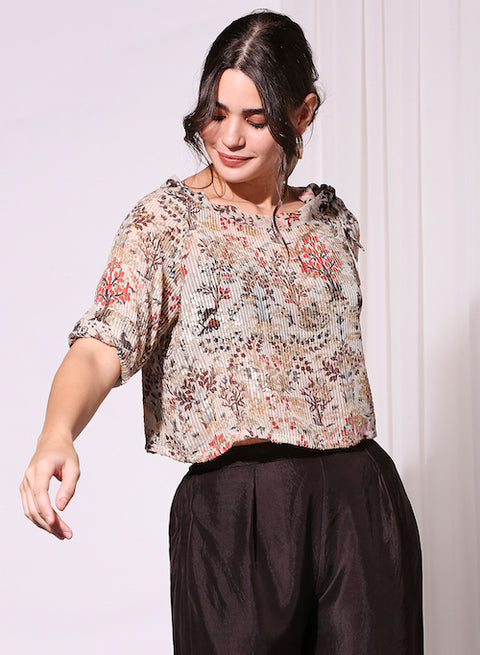 Soup By Sougat Paul-Off-White Top With Palazzo-INDIASPOPUP.COM