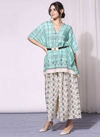 Soup By Sougat Paul-Green Printed Kaftan With Pants-INDIASPOPUP.COM