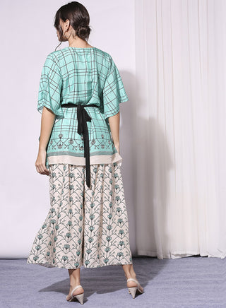 Soup By Sougat Paul-Green Printed Kaftan With Pants-INDIASPOPUP.COM