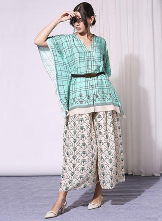 Soup By Sougat Paul-Green Printed Kaftan With Pants-INDIASPOPUP.COM