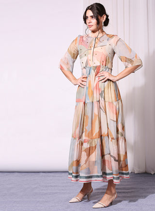 Soup By Sougat Paul-Printed Tiered Dress-INDIASPOPUP.COM