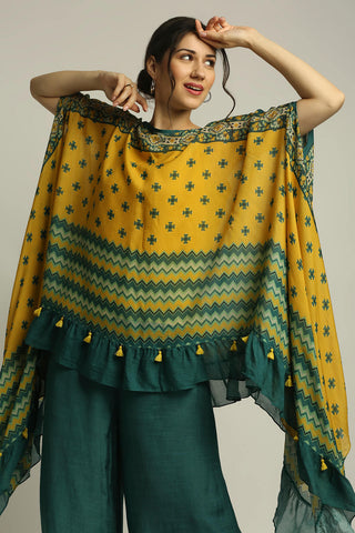Soup By Sougat Paul-Tiraz Printed Embellished Top With Pant-INDIASPOPUP.COM
