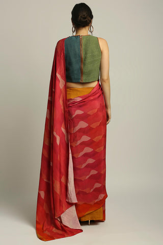 Soup By Sougat Paul-Dune Shadow Printed Pre-Stitched Saree With Blouse-INDIASPOPUP.COM