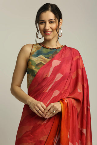 Soup By Sougat Paul-Dune Shadow Printed Pre-Stitched Saree With Blouse-INDIASPOPUP.COM