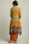 Soup By Sougat Paul-Dune Shadow Printed Drape Dress With Jacket-INDIASPOPUP.COM