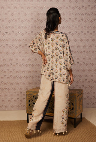 Soup By Sougat Paul-Beige Sarouk Embroidered Top With Bottom-INDIASPOPUP.COM