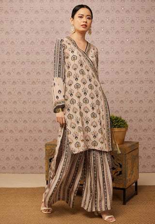 Soup By Sougat Paul-Beige Sarouk Embroidered Angarkha With Pants-INDIASPOPUP.COM