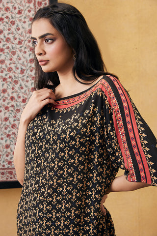 Soup By Sougat Paul-Black Zahra Embroidered Top With Pants-INDIASPOPUP.COM