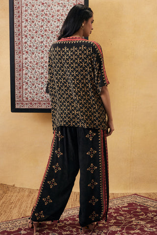 Soup By Sougat Paul-Black Zahra Embroidered Top With Pants-INDIASPOPUP.COM