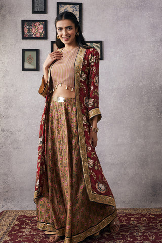 Soup By Sougat Paul-Mehr Embroidered Lehenga With Blouse And Jacket-INDIASPOPUP.COM