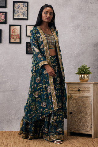 Soup By Sougat Paul-Green Mehr Lehenga With Blouse And Jacket-INDIASPOPUP.COM