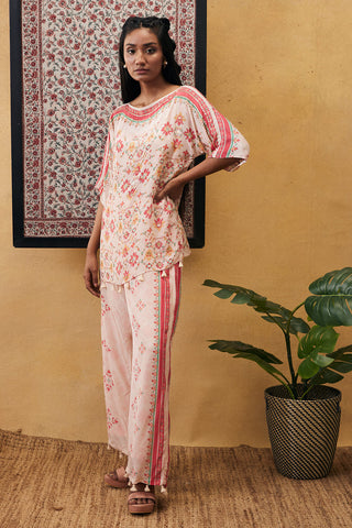 Soup By Sougat Paul-Cream Zahra Embroidered Top With Pants-INDIASPOPUP.COM