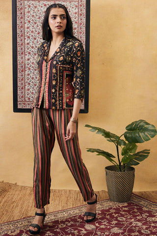 Soup By Sougat Paul-Black Zahra Embroidered Top With Pant-INDIASPOPUP.COM