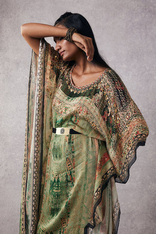 Soup By Sougat Paul-Ikaya Embroidered Kaftan With Pant And Belt-INDIASPOPUP.COM