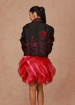 Shriya Som-Black Pink Biker Jacket-INDIASPOPUP.COM