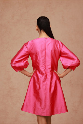 Shriya Som-Pink Taffeta Trapeze Dress-INDIASPOPUP.COM