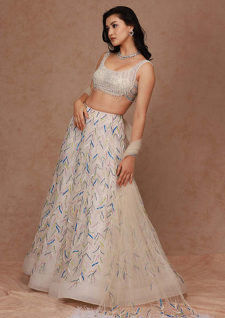 Shriya Som-Nude Bridal Embroidered Lehenga Set-INDIASPOPUP.COM