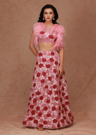 Shriya Som-Pink Bunch Floral Skirt Set-INDIASPOPUP.COM
