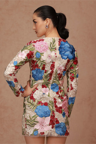 Shriya Som-Multi Floral Bodycon Dress-INDIASPOPUP.COM