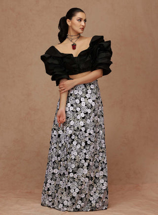 Shriya Som-Bunch Floral Skirt With Drape Blouse-INDIASPOPUP.COM