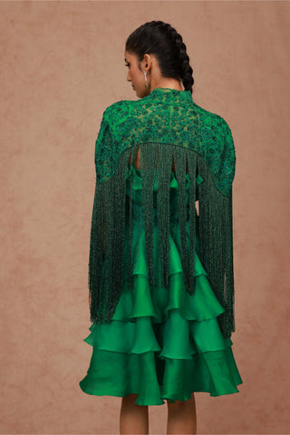 Shriya Som-Green Cabbage Dress With Belt-INDIASPOPUP.COM