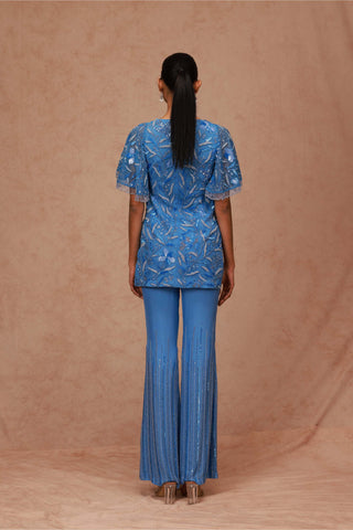 Shriya Som-Blue Sequins Tunic With Pant-INDIASPOPUP.COM