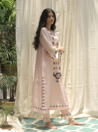 Shivani Bhargava-Baby Pink Long Panel Kurta-INDIASPOPUP.COM