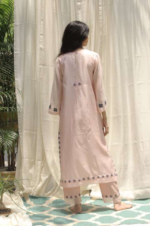 Shivani Bhargava-Baby Pink Long Panel Kurta-INDIASPOPUP.COM