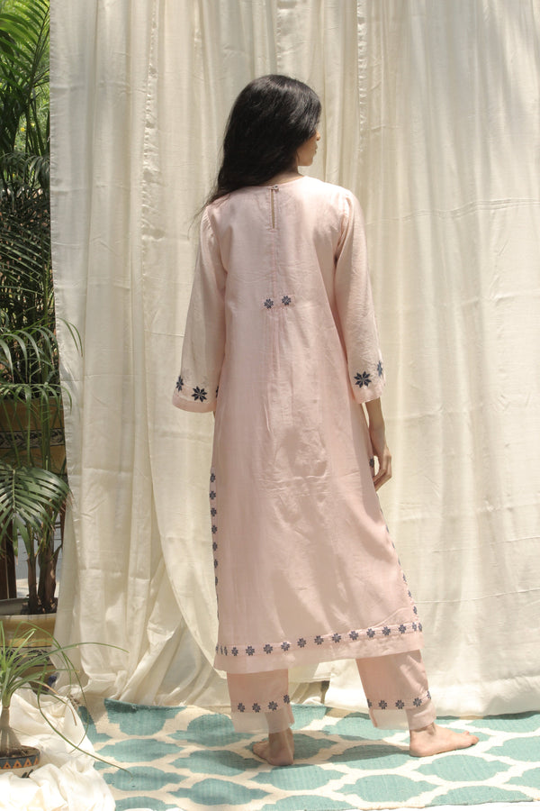 Shivani Bhargava-Baby Pink Long Panel Kurta-INDIASPOPUP.COM