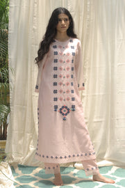 Shivani Bhargava-Baby Pink Long Panel Kurta-INDIASPOPUP.COM