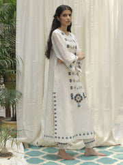 Shivani Bhargava-Cream Long Panel Kurta-INDIASPOPUP.COM