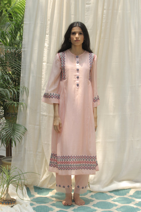Shivani Bhargava-Baby Pink Side Pleat Dress-INDIASPOPUP.COM