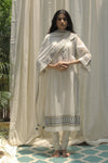 Shivani Bhargava-Cream Side Pleat Dress-INDIASPOPUP.COM