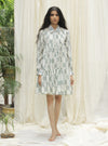 Shivani Bhargava-Print Tribal Flower Tier Shirt Dress-INDIASPOPUP.COM