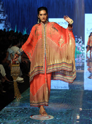 Rajdeep Ranawat-Coral Silk Kaftan Tunic Shirt-INDIASPOPUP.COM