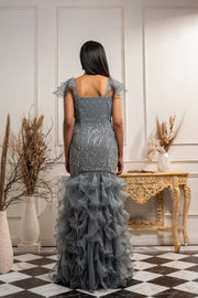 Seema Thukral-Stone Blue Ruffle Gown-INDIASPOPUP.COM