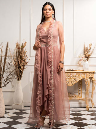 Seema Thukral-Dusty Pink Dress With Jacket-INDIASPOPUP.COM