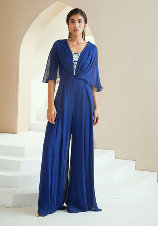 Electric Blue Draped Jumpsuit