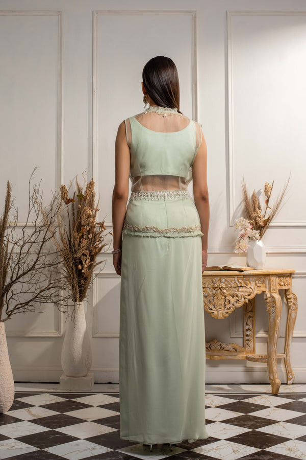 Seema Thukral-Mint Green Jacket & Skirt Set-INDIASPOPUP.COM