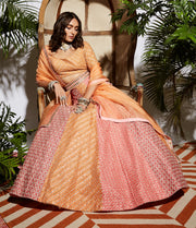 Sva By Sonam And Paras Modi-Pink Orange Kali Lehenga Set-INDIASPOPUP.COM