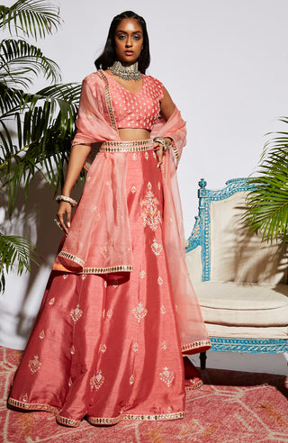 Sva By Sonam And Paras Modi-Pink Lehenga Set-INDIASPOPUP.COM