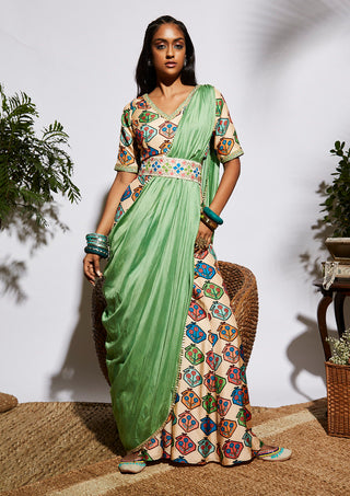 Sva By Sonam And Paras Modi-Kairi Print Sharara With Blouse-INDIASPOPUP.COM