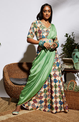 Sva By Sonam And Paras Modi-Kairi Print Sharara With Blouse-INDIASPOPUP.COM