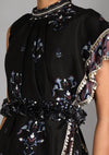 Sva By Sonam And Paras Modi-Black Printed Draped Top With Pants-INDIASPOPUP.COM