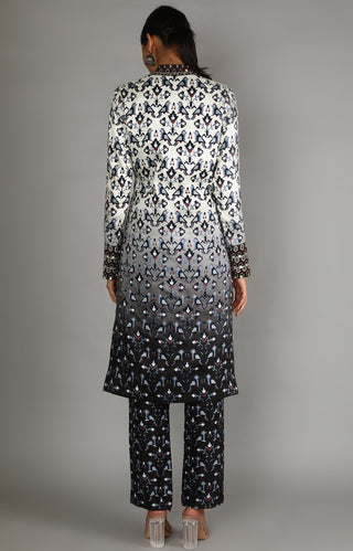 Sva By Sonam And Paras Modi-White Black Ombre Jacket With Pant And Dupatta-INDIASPOPUP.COM