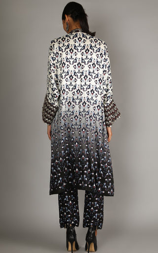 Sva By Sonam And Paras Modi-Black Ombre Jacket With Printed Pant-INDIASPOPUP.COM
