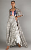 Sva By Sonam And Paras Modi-White Draped Skirt And Cape With Bustier-INDIASPOPUP.COM