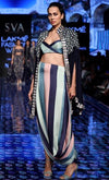 Sva By Sonam And Paras Modi-Blue Embellished Cape With Draped Skirt-INDIASPOPUP.COM
