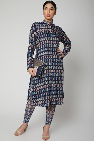 Sva By Sonam And Paras Modi-Paisley Printed Tunic With Leggings-INDIASPOPUP.COM